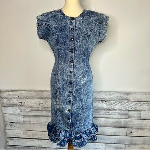 VINTAGE CANDICE Y2K Acid Wash Mermaid Ruffled Hem Dress